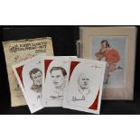 Large Portfolio of Rugby Cartoons, Caricatures, Calendars etc, many mounted & signed (11): signed,