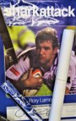 2008 Sale Sharks Rugby Posters, some signed (15): Bold photo posters, three both signed and unsigned