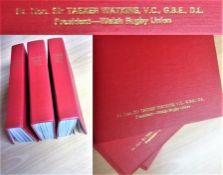 Six Nations VIP rugby match programmes 1999/2000 - 3x volume set bound in red and gilt boards -