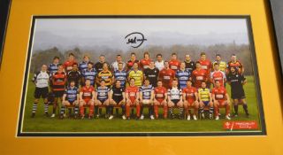 Large Framed Photograph of the Wales Squad c.2013: wearing the jerseys of their original clubs.