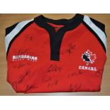 Canada rugby team signed replica jersey: autographed by the Canadian team 2007, fine condition.
