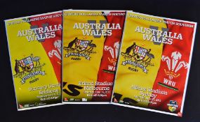 2012 Wales Rugby Tour of Australia Programmes: the three large colourful issues for the tests at