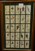 1924 Rugby Cigarette Card Set Reprint, Framed & Glazed: Reprinted 1992, F & J Smith's 25 Prominent