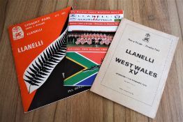 Llanelli v Tourists etc Rugby Programmes: 'That match', the 9-3 1972 triumph over the NZ All Blacks: