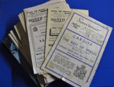 Collection of 57 Cardiff RFC rugby programmes 1946 - 1996: interesting selection with varied