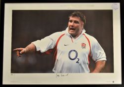 2003 Jason Leonard Signed Rugby Action Ltd Edition Photo: Large clear shot of the 100 cap man (as he