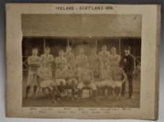 Rare early 1888 Ireland Rugby XV v Scotland mounted photograph: In worn, creased and foxed condition