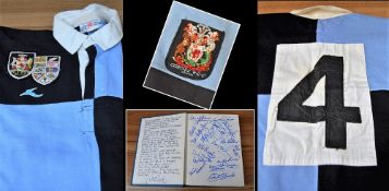 Rare 1976 Cardiff RFC v World XV Rugby Jersey and Signed Book (2): matchworn No. 4 Jersey from