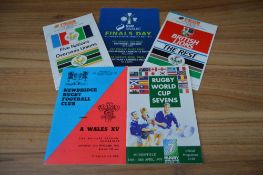 Special quintet of Rugby Programmes: 1986 British Lions v The Rest (Cardiff, ticket) & 5 Nations v