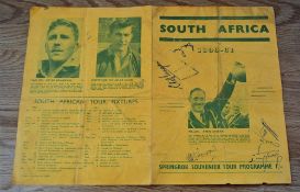 Scarce 1960-61 South African Springboks Signed Souvenir Programme: Folded, worn & creased but