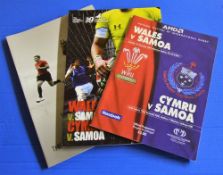 4x Wales v Samoa rugby programmes 1988-2012: Issues for 88, 2000, 09, 12. NB: Donated by Peter Owens