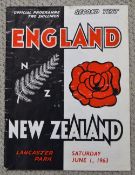 1963 NZ All Blacks v England Rugby Programme: Large issue from England's first tour Down Under,