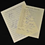 1965 & 1969-70 South African Rugby Tourists in the UK & Ireland Autographed Sheets (2): Very neat