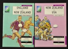 1991 Rugby World Cup, NZ Programmes (2): Pair of immaculate thick issues for the All Blacks' pool