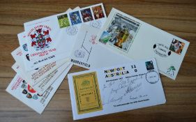 8x Rugby Philatelic First Day Covers inc Signed: 50th Anniversary of Newport beating the 1957