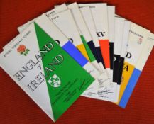 13x England Home Rugby Programmes of the 1980s: v Ireland 1980, France 1981, Australia 1982, Ireland