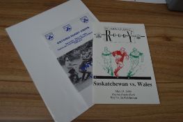 1989 Wales in Canada Rugby Programmes (2): Neat harder-to-obtain issues for the games against