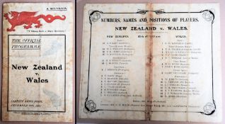 Very Rare 1905 Wales v New Zealand All Blacks Official Rugby Programme: To many the 'Holy Grail'