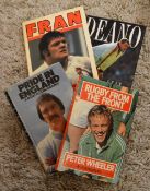 Signed Rugby Books (4): English forwards'Dean Richards, Roger Uttley, Peter Wheeler and Fran Cotton.