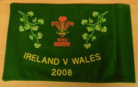 Rare 2008 Ireland v Wales (Grand Slam) rugby international touch judge's flag: Ireland v Wales