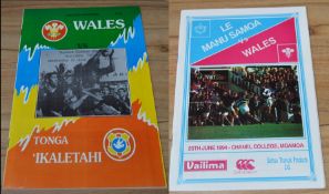 1994 Tonga v Wales & Manu Samoa v Wales Rugby Programmes (2): Wales won 18-9 and lost 34-9