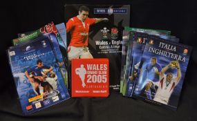 2004 to 2008 Six Nations Rugby Programmes/Card Set etc inc Welsh Grand Slam (17): 2004 France v