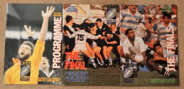 1987 Inaugural Rugby World Cup Rugby Programmes: all three of the large glossy issues from New