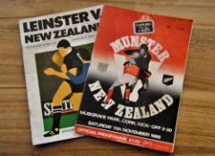 1989 New Zealand in Ireland Rugby Programmes: Leinster and Munster's home issues v the touring All