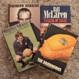 Signed Rugby Books (4): Mostly autographed, Francois Pienaar's Rainbow Warrior, Bill McLaren's