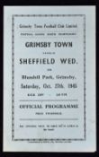 1945/1946 War League North Grimsby Town v Sheffield Wednesday match programme 27 October 1945, 4