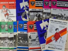 1972/1973 Hereford Utd 1st League season programmes homes (17) and aways (6) with Hereford Utd v