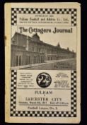 Pre-War 1936/1937 Fulham v Leicester City match programme 6 March 1937 at Craven Cottage. Fair-