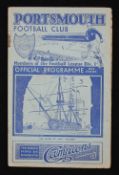 1937/1938 Portsmouth v Charlton Athletic match programme 19 February 1938. Fair-Good.