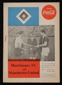 1959/1960 German tour match programme HSV Hamburg v Manchester United 12 August 1959. Good