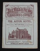 1924/1925 Aston Villa v Sunderland match programme 4 April 1925. Fair-Good.