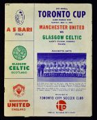 1970 Canadian Tour match programme Manchester Utd v Glasgow Celtic 11 May 1970, Varsity Stadium,