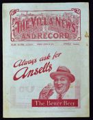 1933/1934 Aston Villa v Arsenal match programme dated 28 October 1933 at Villa Park. Good.