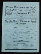 1945/1946 West Ham Utd v Wolverhampton Wanderers Football League South match programme 13 April