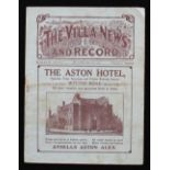 1925/1926 Aston Villa v Sunderland 3 October 1925 match programme, joint issue to include v West