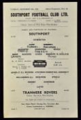 1945/1946 Southport v Tranmere Rovers match programme Xmas Day 1945 at Haig Avenue. Good, team