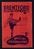 Pre-War 1938/1939 Brentford v Preston NE football programme 7 April 1939. Good.