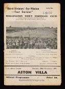 1951/1952 Wellington Town v Aston Villa, Birmingham League match programme 10 November 1951. Fair.
