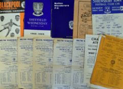 Selection of club reserve match programmes to include 1959/1960 Shrewsbury Town v Aldershot, 1959/