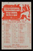 1945/1946 War League North Manchester United v Manchester City match programme 6 April 1946,