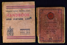 Pre-War Dulwich Hamlet handbooks for seasons 1931/1932, 1938/1939, including statistics, records and