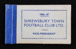 1946/1947 Shrewsbury Town season ticket club Vice-President issue, 15 tickets intact, has Midland