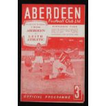 1949/1950 Aberdeen v Leith Athletic Division 'C' match programme 13 August 1949 at Pittodrie. Good.
