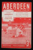 1949/1950 Aberdeen v Leith Athletic Division 'C' match programme 13 August 1949 at Pittodrie. Good.