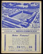 Pre-War 1938/1939 Everton v Middlesbrough match programme 15 November 1938. Good, no writing.
