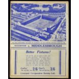 Pre-War 1938/1939 Everton v Middlesbrough match programme 15 November 1938. Good, no writing.